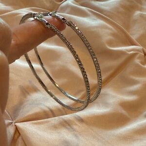 Sophisticated Rhinestone Crystal Hoop Earrings